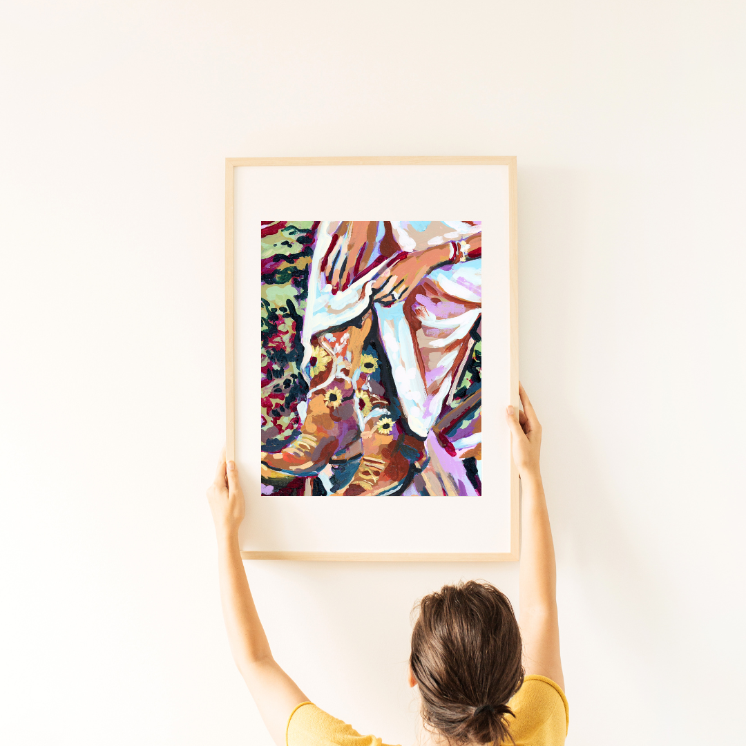 Sunset Cowgirl Art Print