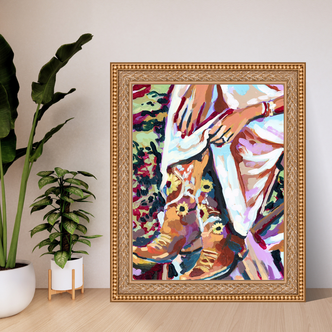 Sunset Cowgirl Art Print