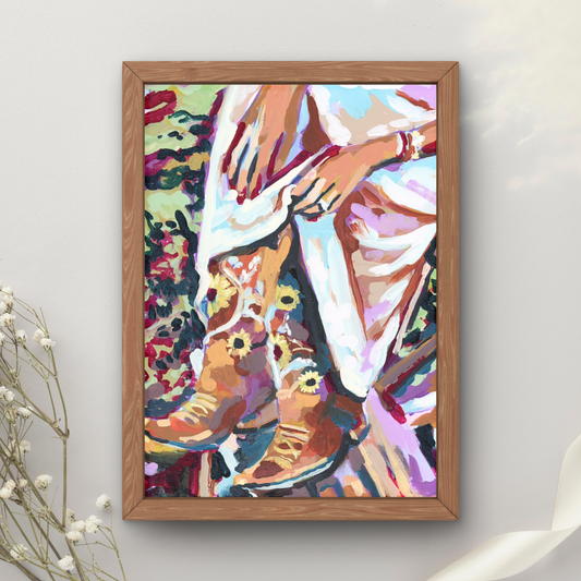 Sunset Cowgirl Art Print