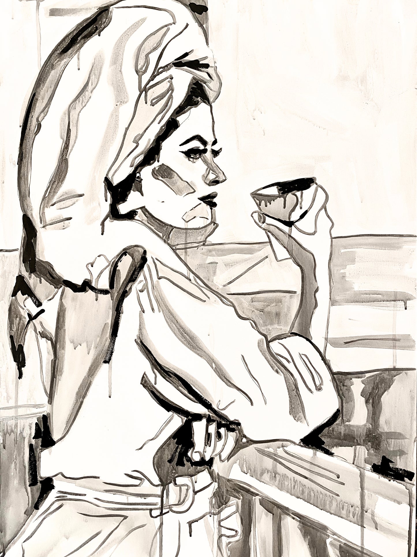 Coffee Girl (Black and White)
