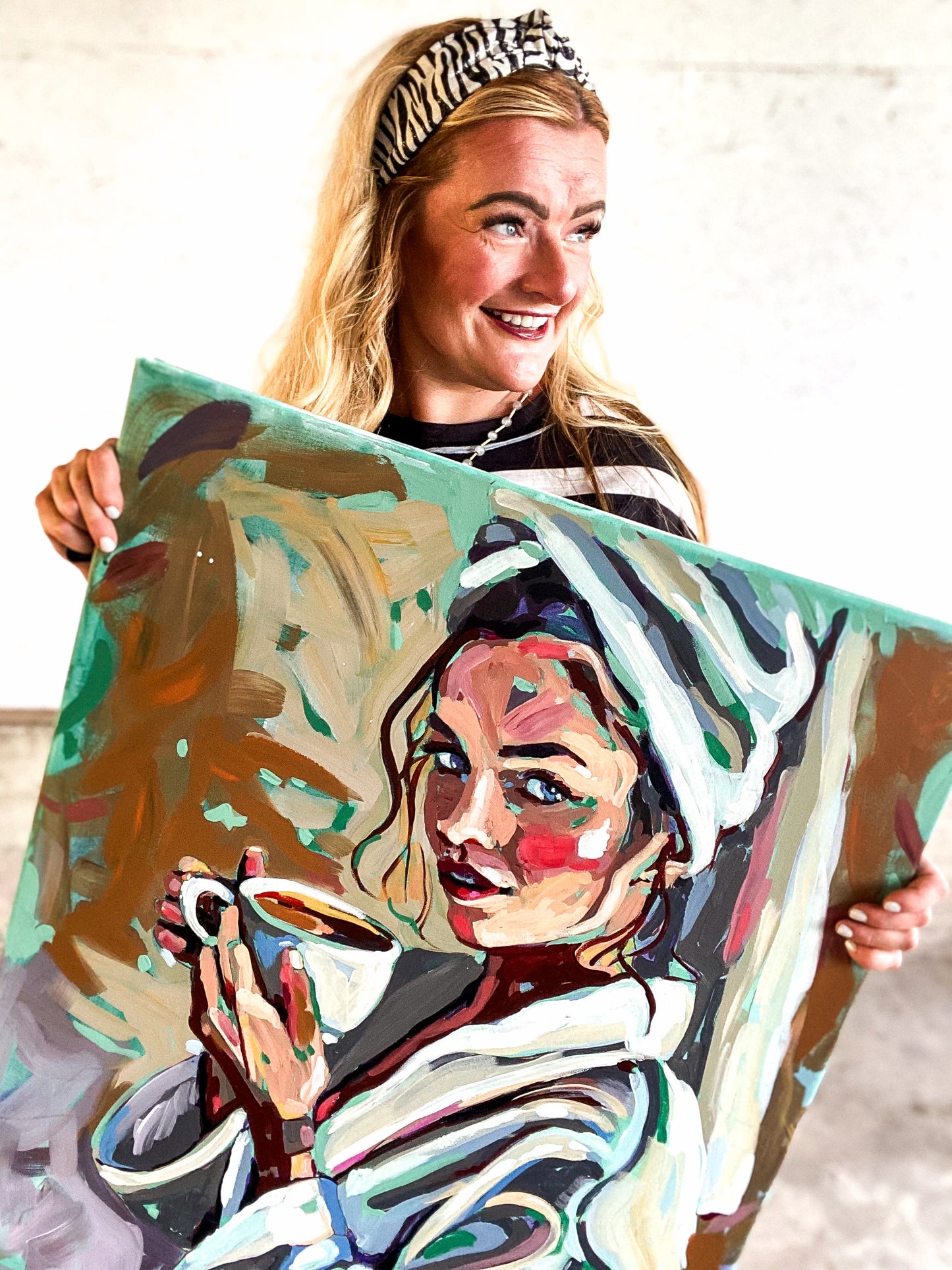 Autumn Coffee Girl Original Painting