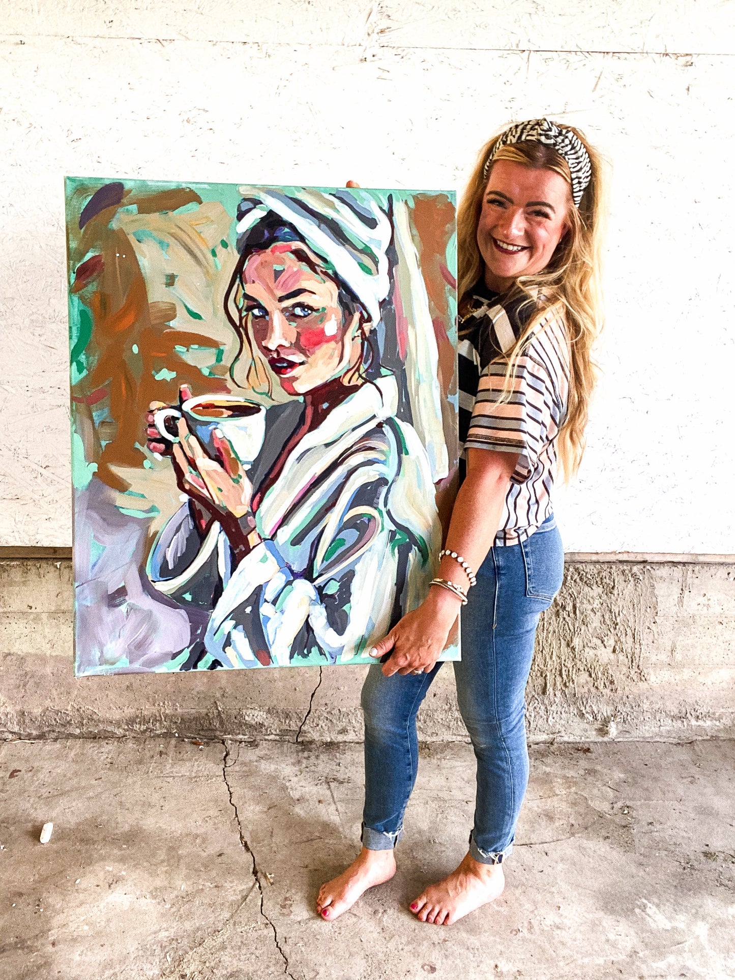 Autumn Coffee Girl Original Painting