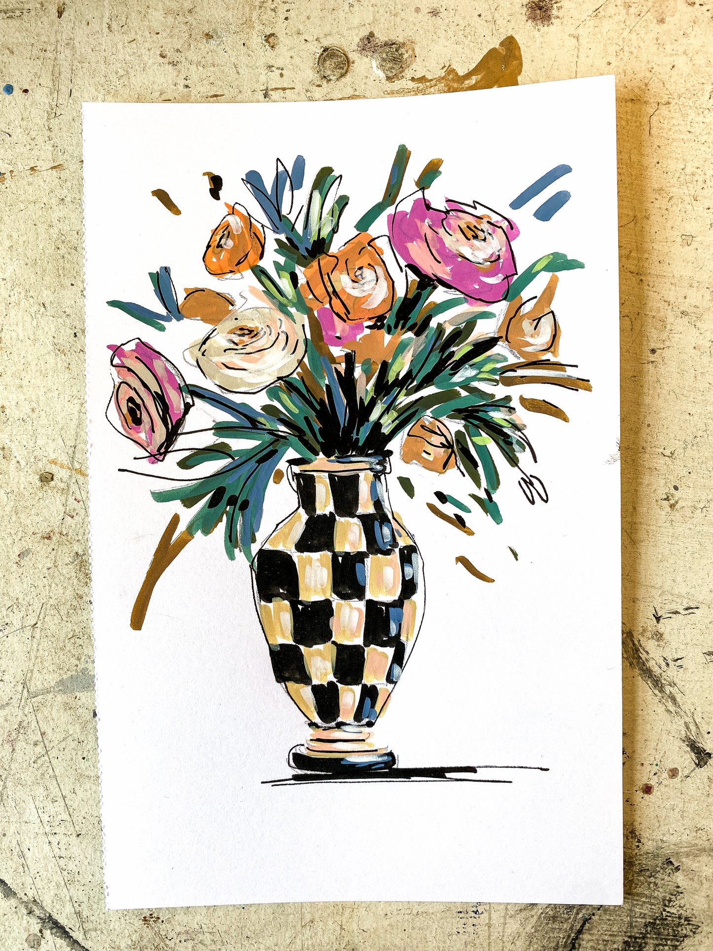 #008 - Checkered Flower Bouquet