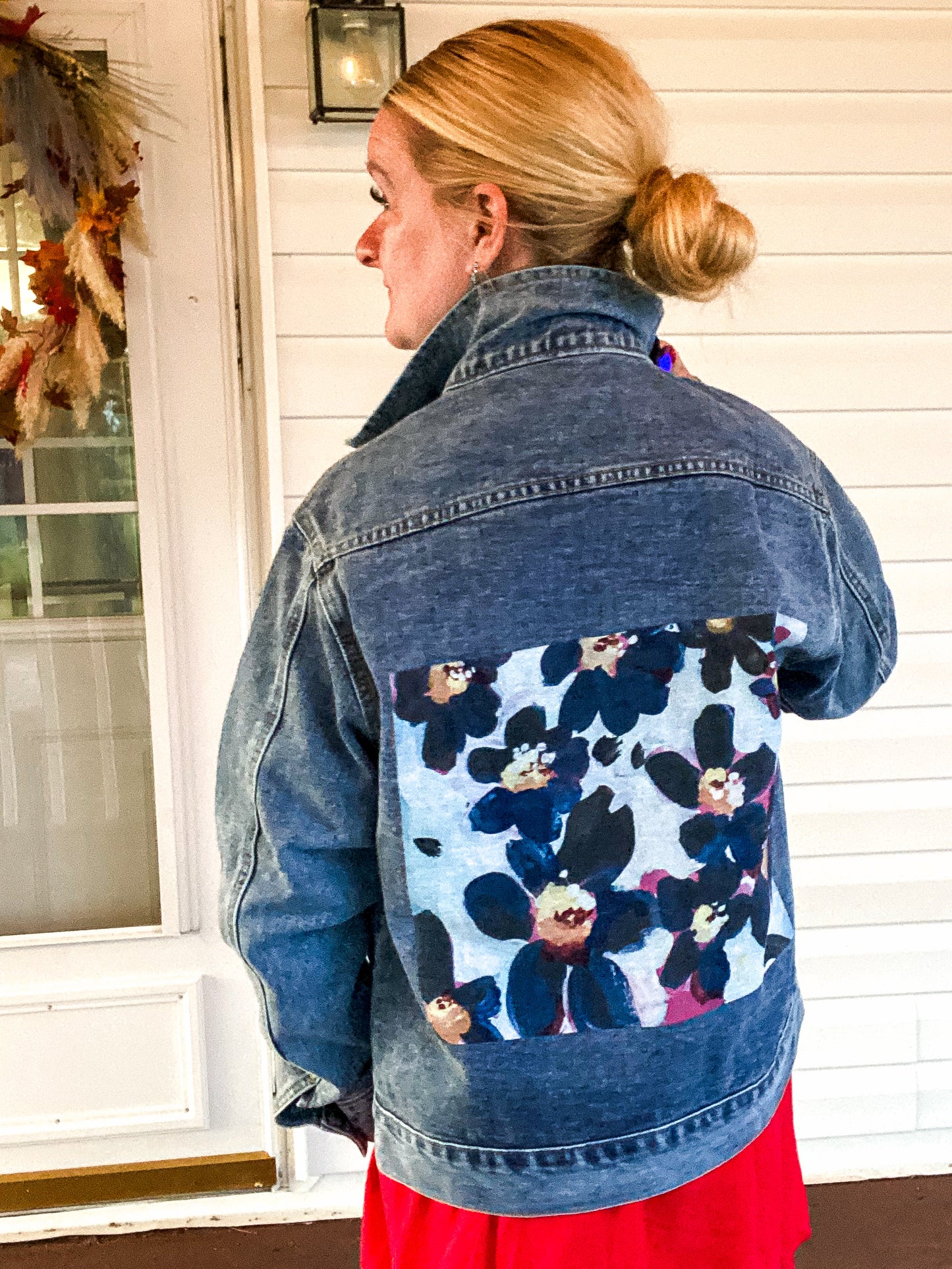 Black Daisies Jean Jacket