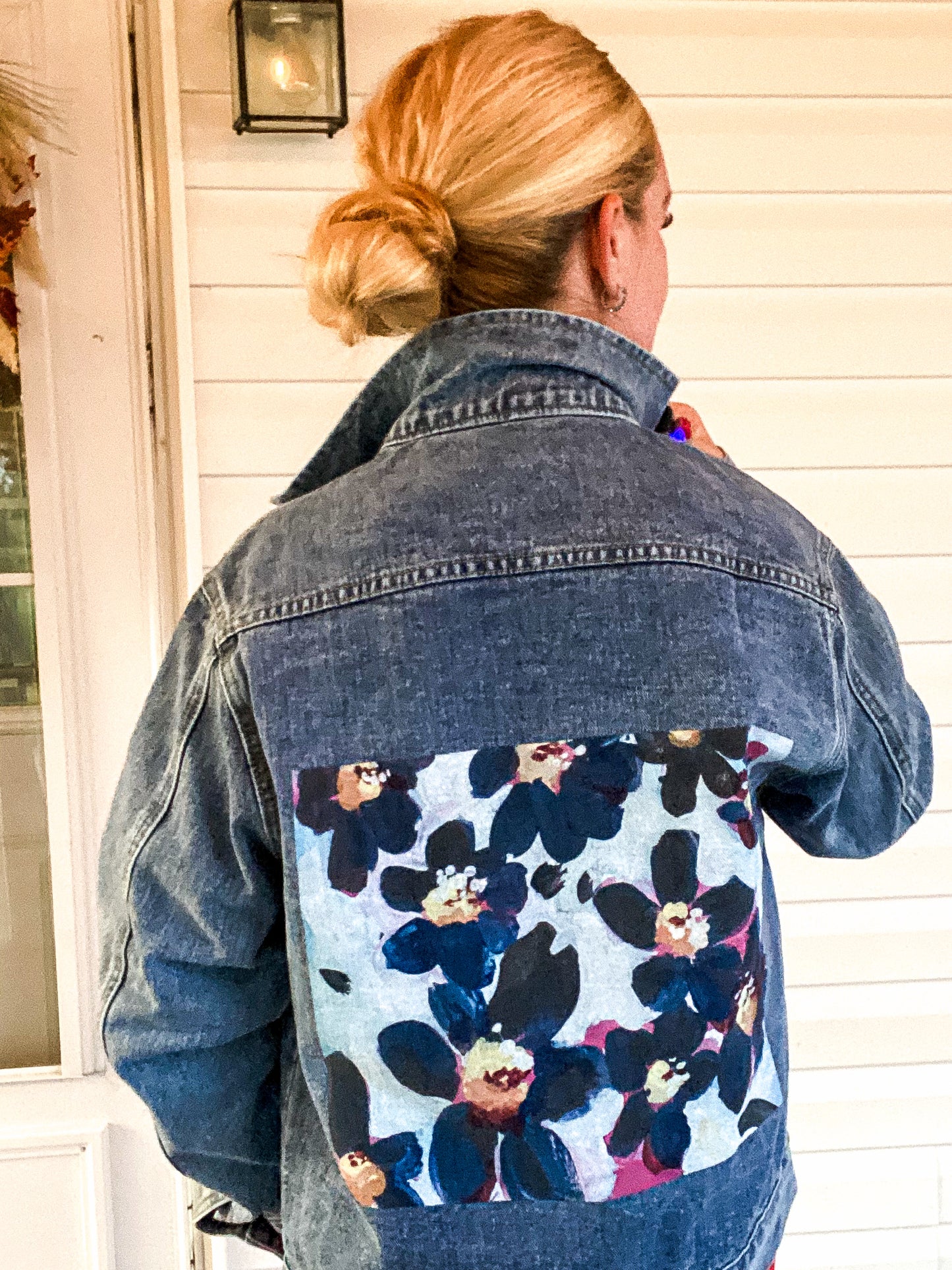 Black Daisies Jean Jacket