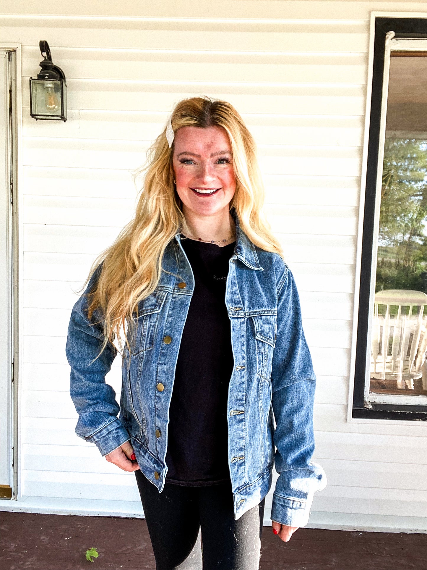 Black Daisies Jean Jacket