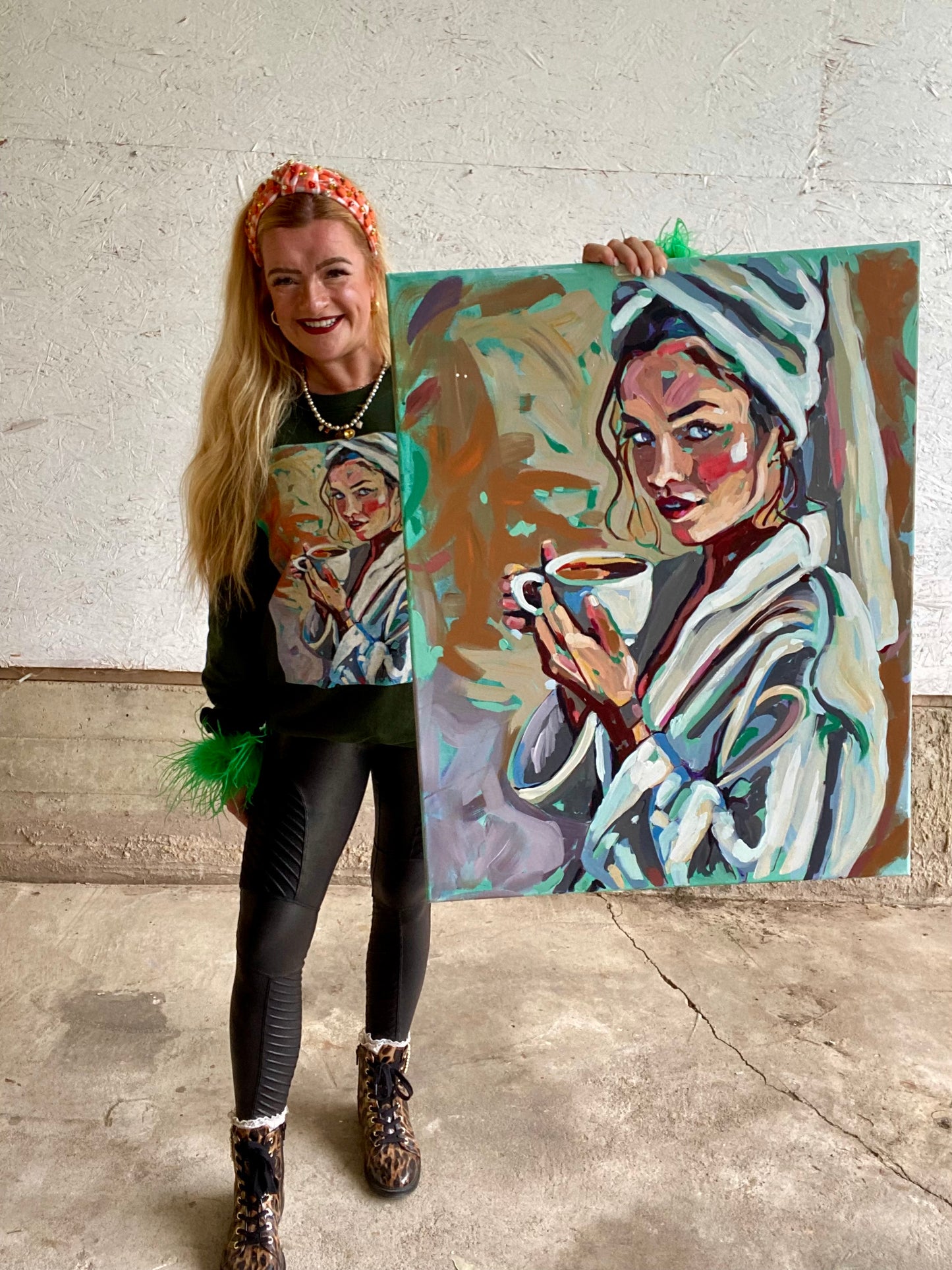 Autumn Coffee Girl Original Painting
