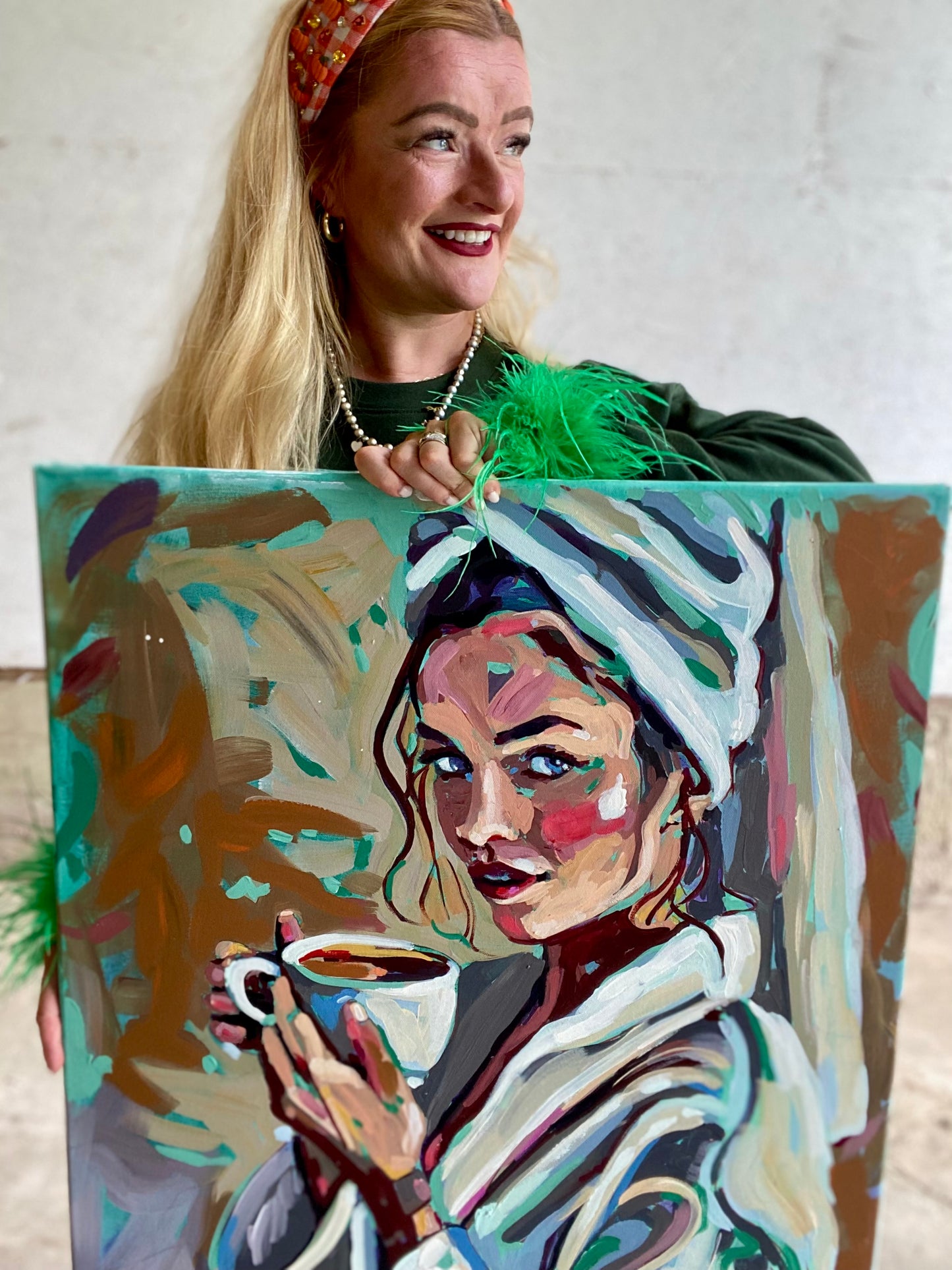 Autumn Coffee Girl Original Painting