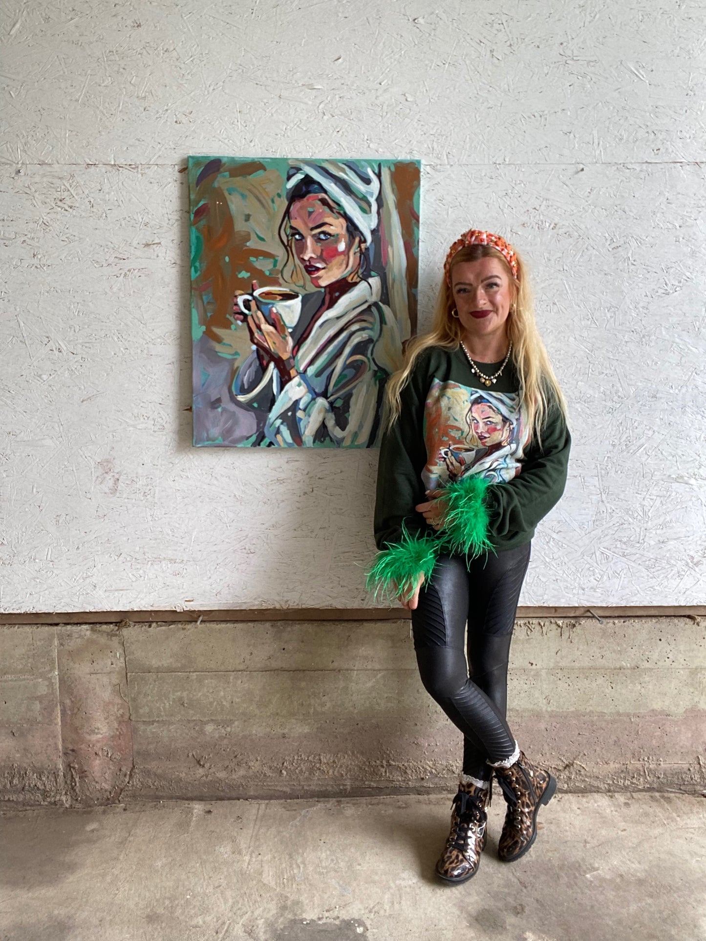 Autumn Coffee Girl Original Painting