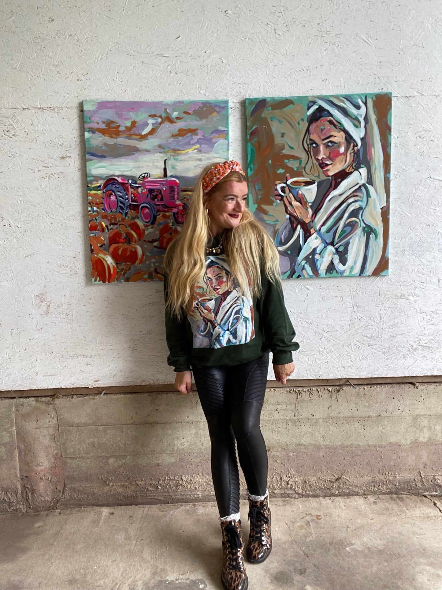 Autumn Coffee Girl Original Painting