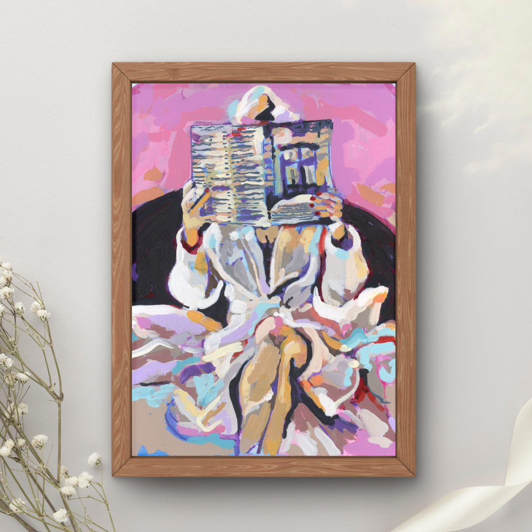 Newspaper Robe Girl Art Print