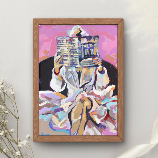 Newspaper Robe Girl Art Print