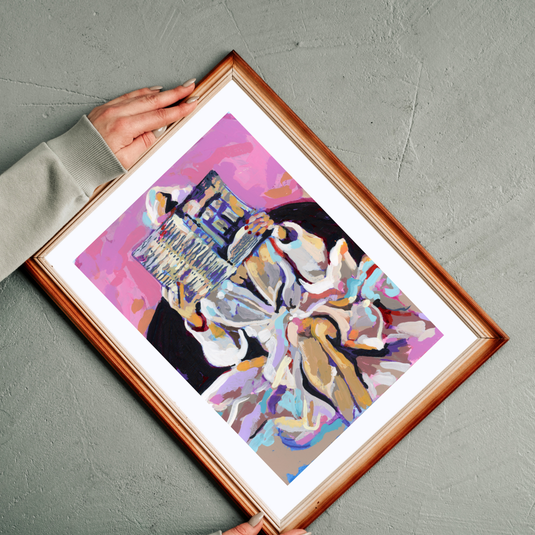 Newspaper Robe Girl Art Print