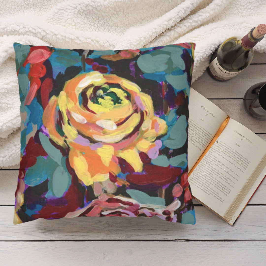 Pumpkin/Yellow Rose Pillow Cover